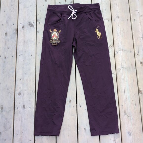 Polo Ralph Lauren Track Pant Women's L Red Pony Logo Embroidered Drawstring - Picture 1 of 4